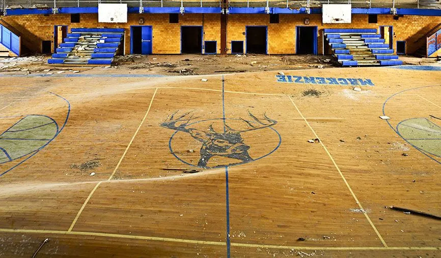 gym floor damage winter water