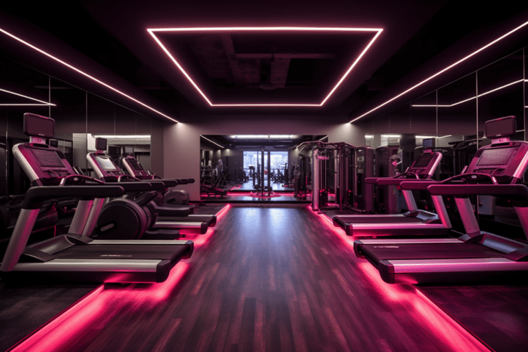 LED lighting is a gym floor trend to watch.