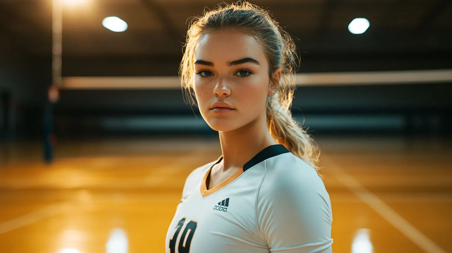 Volleyball player standing on an indoor court
