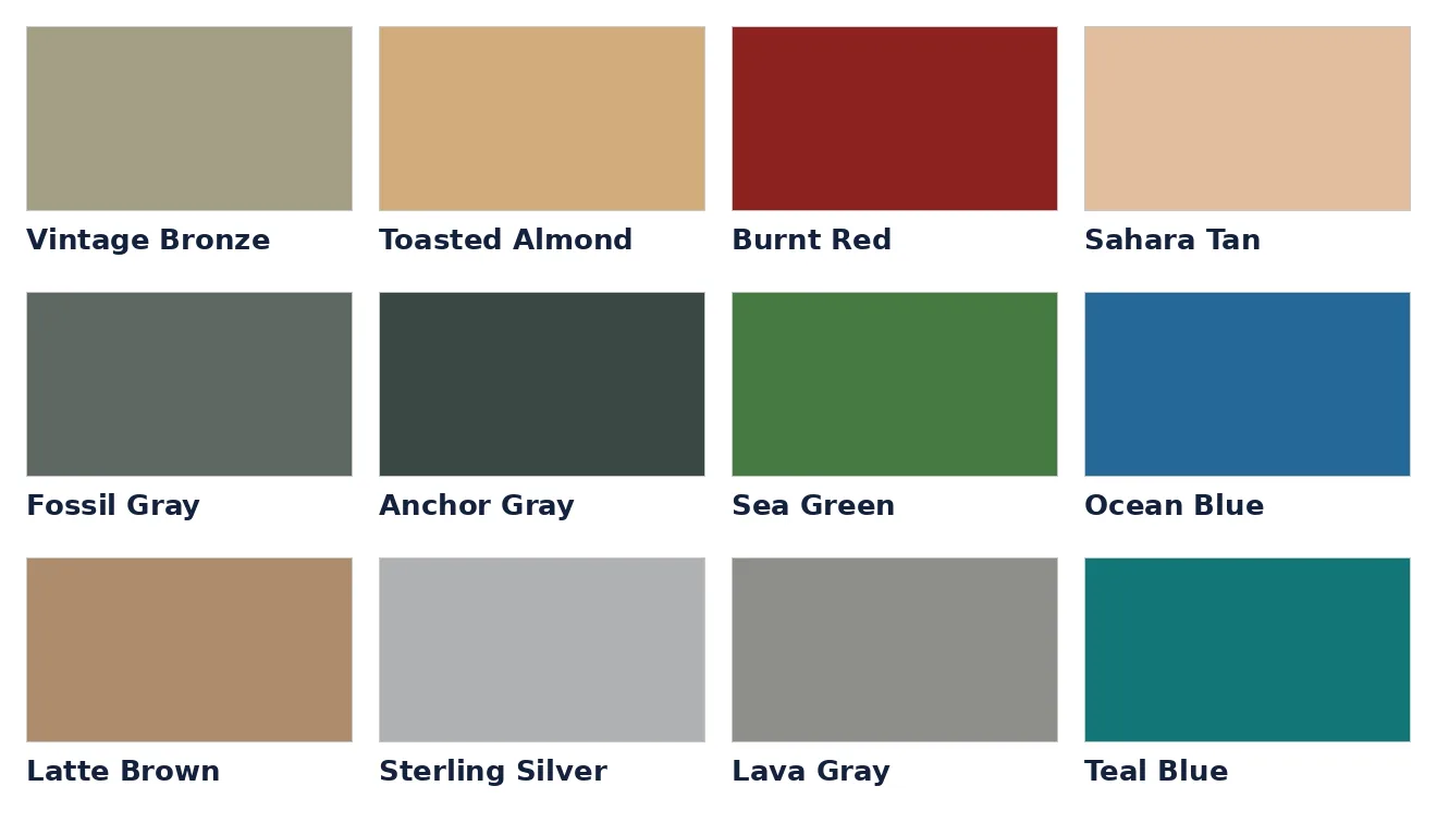 Sample poured floor colors; colors vary
